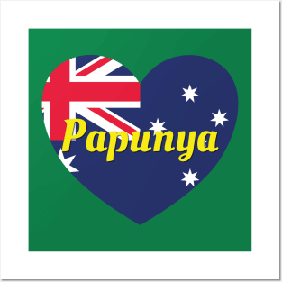 Papunya NT Australia Australian Flag Heart Posters and Art